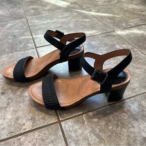 Nurture Black and Tan Heeled Sandals